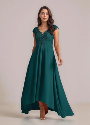 RunaCelle Lace Applique Mother of The Bride Dresses for Women Cap Sleeve Ruched Chiffon Formal Dress for Wedding Guest Dress3