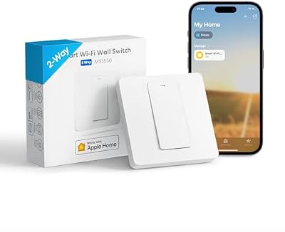 Meross Interruptor de Pared Inteligente, 2 Vías, 1 Canal, Wi-Fi Interruptor, Compatible con Apple HomeKit Siri, Alexa Echo, Google Home y SmartThings, MSS550XHK (Se Requiere un Cable Neutral).