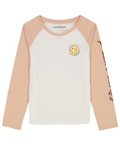 Image of Lucky Brand Girls' Long Sleeve Graphic T-Shirt, Tagless Cotton Tee with Fun Designs
