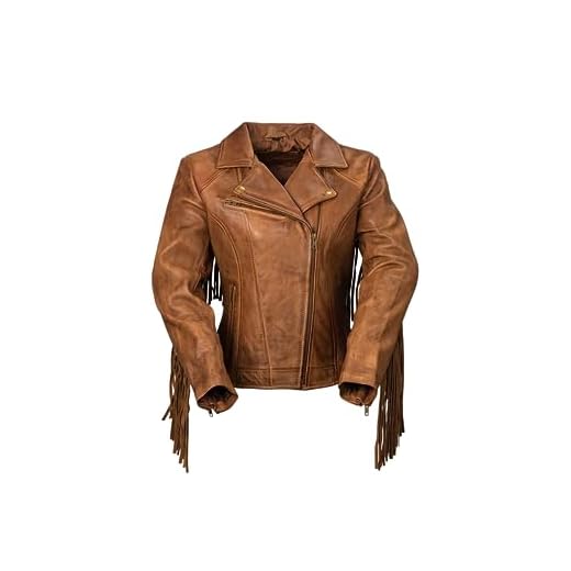 Whet Blu The Daisy Women's Fringed Leather Jacket,Whiskey,X-Small
