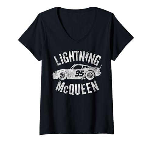 T-shirt Disney Cars Flash McQueen Femme Imprimé Vintage Col V Fluide