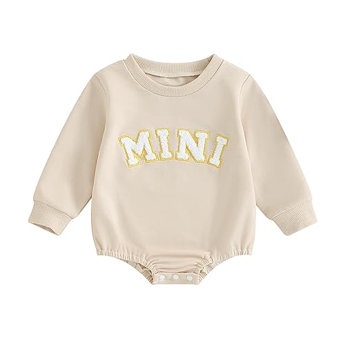 Image of SHUING Newborn Infant Baby Girl Boy Mini Embroidery Sweatshirt Romper Long Sleeve Bodysuit Fall Winter Clothes