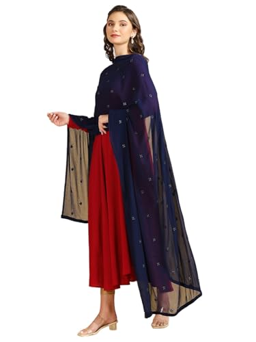 Image of DUPATTA BAZAAR Women's Embroidered Chiffon Dupatta with Delicate Sequins