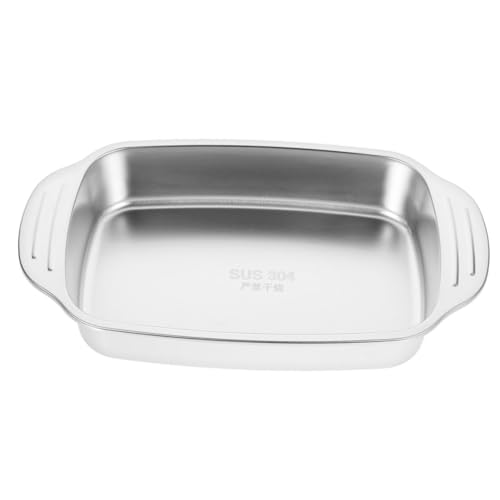 CLISPEED ステンレス製長方形ローストパン 軽量持ち運び簡単 焼き魚トレー 家用 業務用多用途調理器具