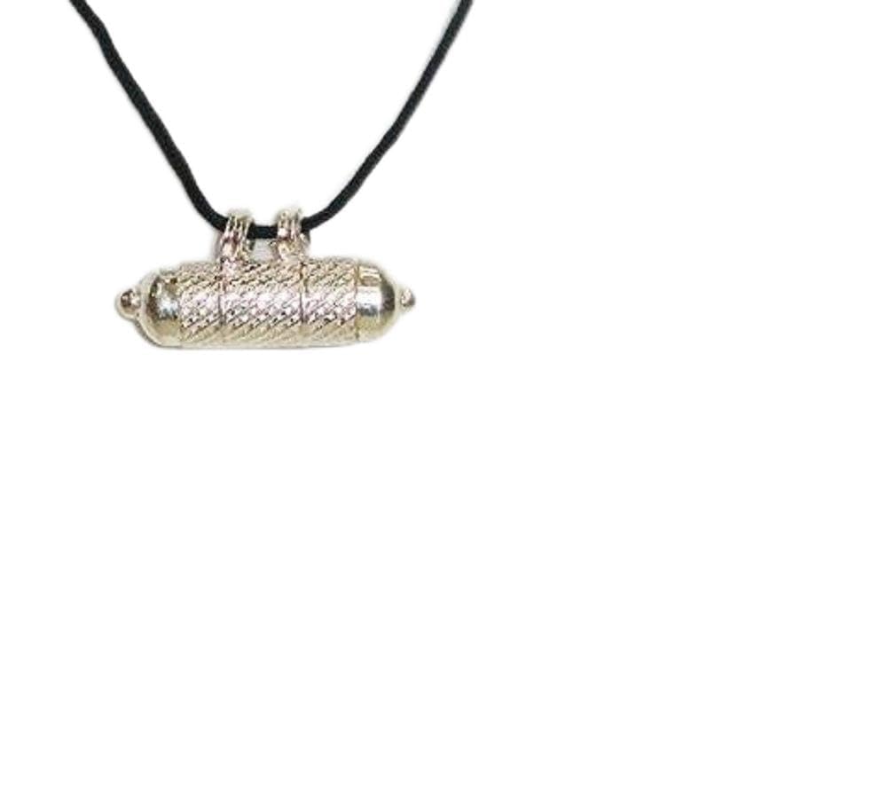 Sterling Silver Kavacha Tube Pendant With Black Thread