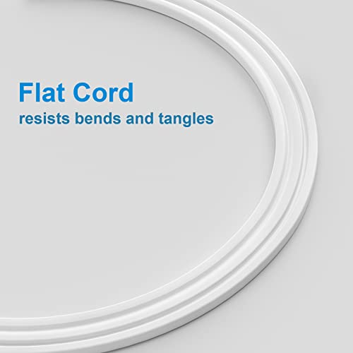 Twin Extension Cord Power Strip, 12 Ft Double Extension Cord Splitter(6 Ft Each Side), Flat Head (Wall Hugger) Outlet Plug, 3 Prong Plug, 6 Polarized Outlets, 16 Awg, Pvc Wire Insulation (White) #TOP4