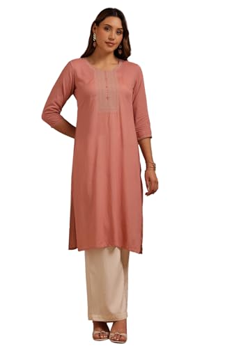 Kurta femme pêche L aux finitions soignées et au tissu fluide