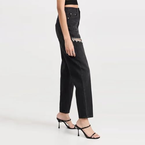 Women's Y2k Baggy Ripped Jeans High Waist Loose Rhinestone Distressed Wide Leg Pants for Women Streetwear4