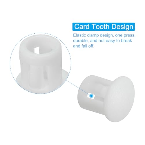 Image of PATIKIL Hole Plugs Plastic, 100 Pcs 6mm(1 /4 inch) Screw Bumper Hole Plug Flush Snap Type Round Hole Cover Caps for Round Holes Cabinet Furniture Kitchen, White