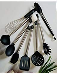 Kitchen Utensils 8 Piece Set - Stainless Steel & Silicone