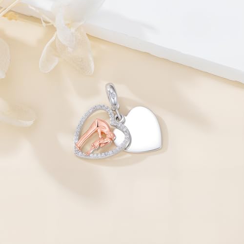 Image of PROESS Father Mother Daughter Charm fit Charms Bracelet Sterling Silver Charms for Bracelets Birthday Valentines Day Gifts for Daughter Mother Lover