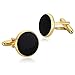 AueDsa Gemelos de Camisa Acero Inoxidable Hombre Oro Negro Gemelos Circulo Redondo Pulido