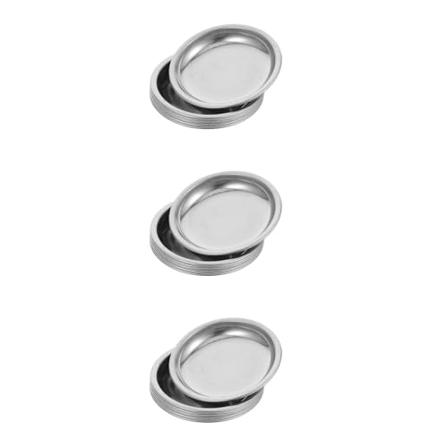 LUOZZY 18 Pcs Stainless Steel Tea Bag Coasters Drip Trays Accessories Holder Round Plates Saucer Loose Filters (6CM Flat Bottom)