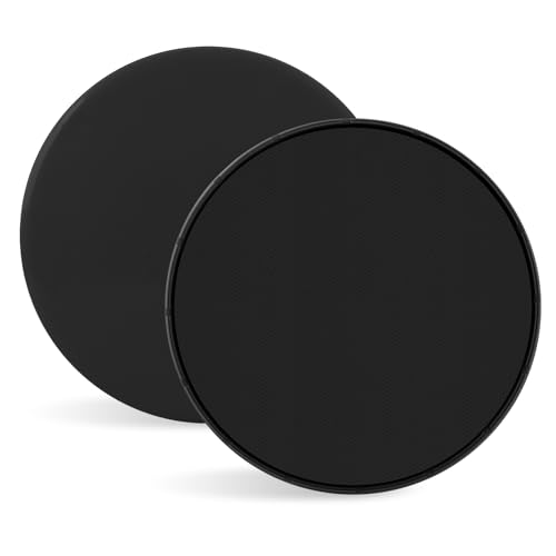 Jesiah 2Pcs Dual Sided Gliding Discs, 17.5cm Reversible Core Sliders Ultimate Core Trainer Exercise Discs Abdominal workout Strength Glider for Men Women Gym Home Carpet Wood Hard Floors (Black)