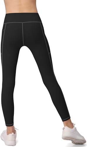 AENLLEY Girls Activewear Leggings with 2 Pockets - Kids Dance Workout Yoga Pants for Athletic Pack of 33