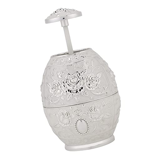 Metal Zinc Alloy Toothpick Holder, Flower Pattern Hand Press Dispenser, Toothpick Container, Toothpick Holder for Desk (Silver White Silver Flower)