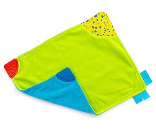 Milly Mally Couverture Peluche Bébé à Clip Jouet Bébé avec Anneau pour L'accrocher à la Poussette ou Berceau, dès la Naissance Vert Cover