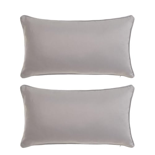 LOLAhome - Cojines sofá con Relleno Incluido, Set de 2 Cojines de 50x30 cm, Tela de loneta GrisCojín Decorativo Rectangular Cama o sofá, Decoración habitación o salón