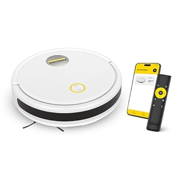 Kärcher Robô Aspirador de Pó RCV 2 com Navegação e Controle Remoto Aspira + Passa Pano Múltiplos modos de limpeza Controle via Aplicativo Autonomia de 130 min Agendamento de Limpeza e Sensor