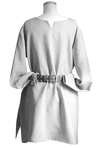 AINS Fabricated Medieval Full Sleeves White Long Tunic (Medium)