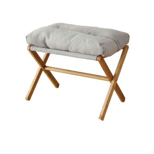 GeFSDOU Taburete rectangular acolchado para debajo del escritorio, patas de bambú