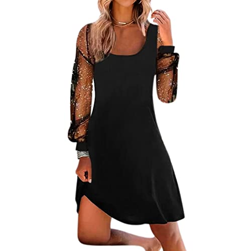 Robe de printemps raffinée en maille imprimée fine avec manches longues