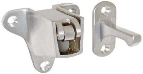 Rockwood 490.26D Soporte de pared de latón para puerta con tope automático, acabado cromado satinado, proyección de 5 cm, incluye cierres para uso con puertas de madera/metal y paredes secas/mampostería