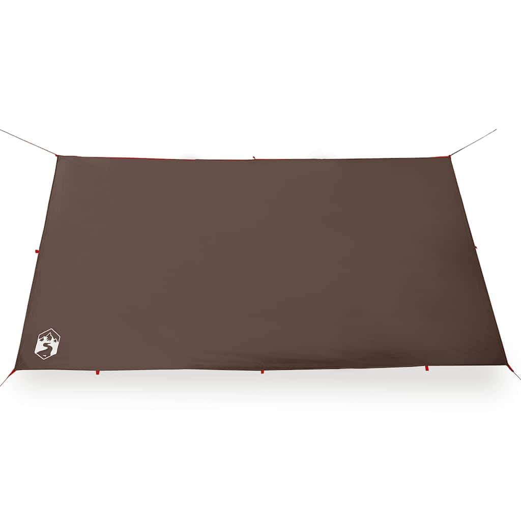 Telo da campeggio impermeabile marrone 366 x 306 cm in taffetà PU, pieghevole e leggero con occhielli per tappeti, ideale per escursioni e trekking