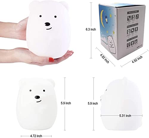 Image of Animal-Shaped Night Light, Rechargeable LED Soft Silicone (BPA Free) Bedside Lamp for Children /Adults, Adjustable Brightness and 9 Colors by Touch Control & Remote Control (Big Bear)