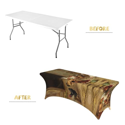 Nappe extensible poules de ferme lavable anti-plis