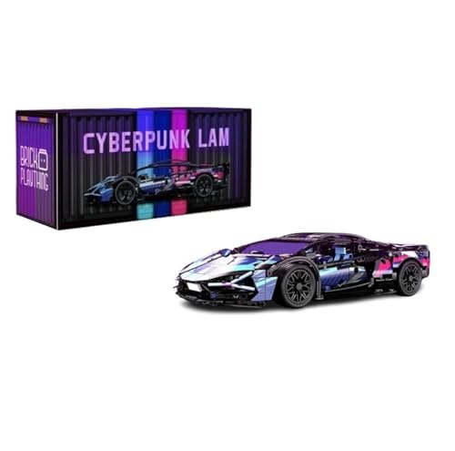 Brick Plaything DIY Cyberpunk Lam Racecar Building Block Kit Ages 6+ (1314 Pieces), Grey