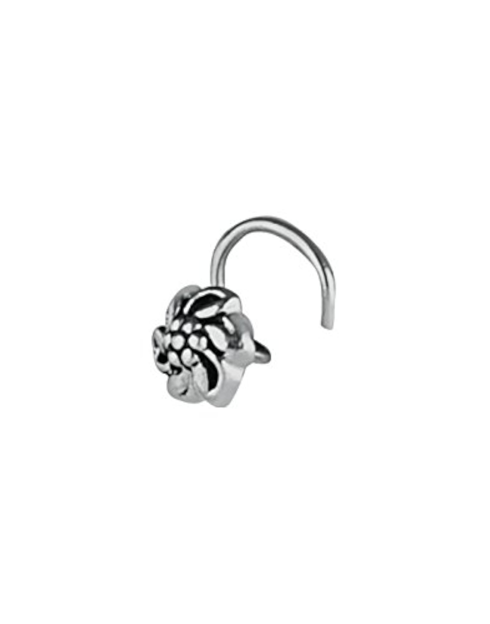 Women's Flower Shape Nose Pin in 92.5 Sterling Oxidized Silver