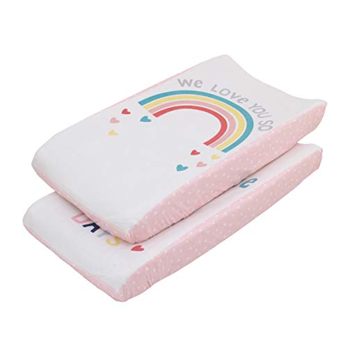 NoJo "We Love You So" Multi Color Rainbow 2 Pack Super Soft Changing Pad Covers, Orange, Pink, Yellow, Aqua