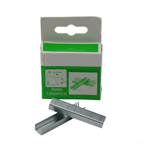 Juego de 1000 grapadoras de clavos en forma de T para puerta en U para muebles de madera y uso doméstico, adecuadas para fijar líneas, muebles y paneles de madera (8 mm)