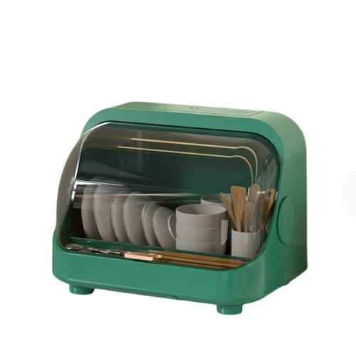 食器乾燥機 食器洗い機ラック 調理器具 キッチン用品収納 USB充電 手を使わず90°蓋開き 縦型小型食器洗い機 オゾン殺菌 カビ防止 コンパクト 省スペース 家庭用食器収納 (消毒する-ホワイトゴールド)