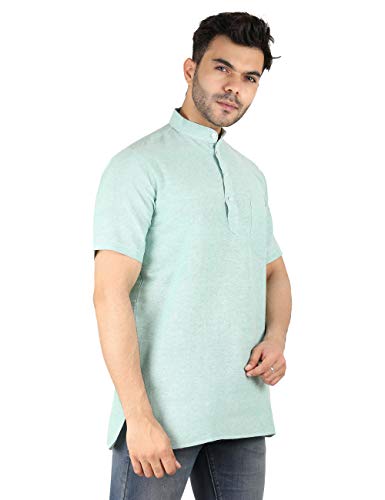 Image of LATEST CHIKAN Men's Cotton Regular Casual Strped Short Kurta Half Sleeves - (SK-LJ.DS.AS)