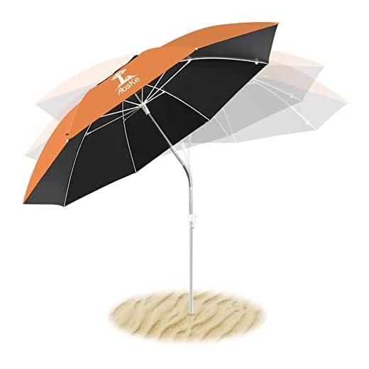 AosKe Patio Umbrella or Beach Umbrella Portable&Windproof 360 Tilt Mechanism Resistance to 100% Harmful Sunlight - Orange