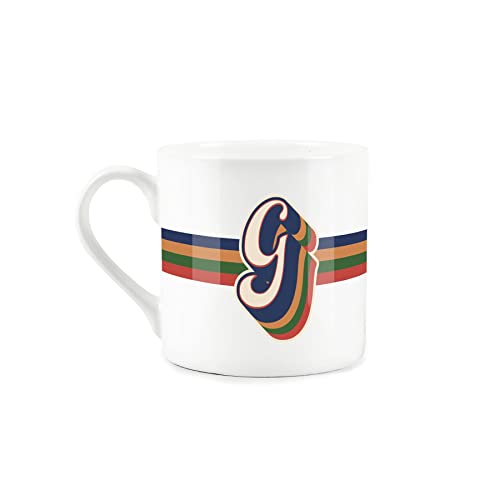 Purely Home Retro Alphabet Letter G Mug - Bone China White Coffee Tea Present Personalised Initial Gift - Image 2