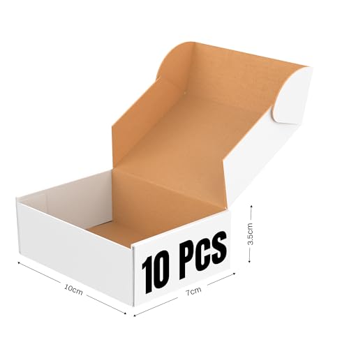 Image of BonKaso 3 Ply White Flap Corrugated Boxes for Packaging | 10 inchx7 inchx3.5 inch (Pack of 10) | Cardboard Packing Boxes for Shipping, Moving & Storage | Carton Boxes for Courier & Goods Transportation.