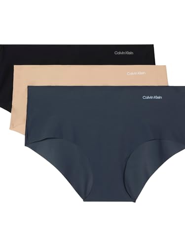 Calvin Klein Women's Invisibles Seamless Hipster Panties, 3 Pack, Speakeasy/Light Caramel/Black...