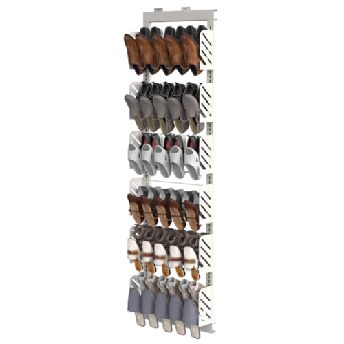 Organisateur de chaussures coulissant blanc et empilable de 53 x 21 x 100 cm