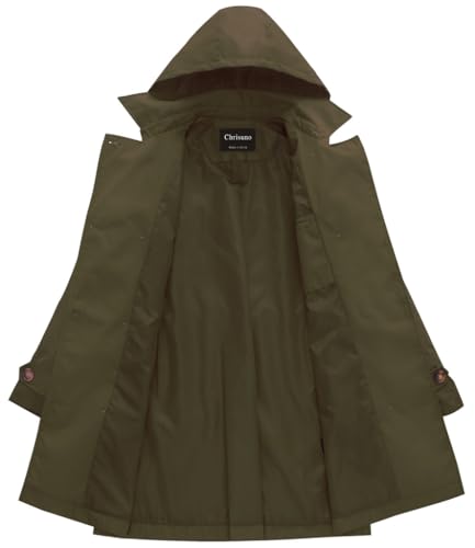 Chrisuno Plus Size Women's Trench Coat - Mid-Length Water-Resistant Army Green 3X - Image 4