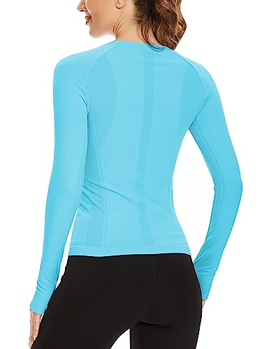 Image of MathCat Workout Shirts for Women Long Sleeve, Workout Tops for Women, Quick Dry Gym Athletic Tops,Seamless Yoga Shirts XS-XL