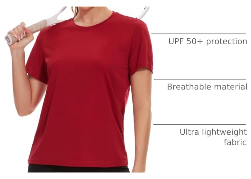 Image of 6 Pack Workout Tops for Women Short Sleeve Athletic Quick Dry T Shirts | Lightweight, Quick Dry, UPF UV Protection, Breathable, Crew Neck Tee, for Tennis, Yoga, Running, Gym, Fitness, Daily Wear