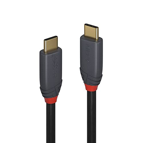 Lindy 36901 USB 3.1 Type C Cable, 5A PD, Anthra Line Black 1m