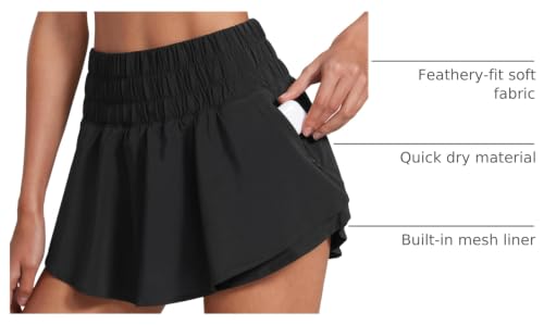 Image of CRZ YOGA Ruffle Skirt Overlay Athletic Shorts | High Waisted, Quick Dry, Lightweight, Flowy, A Zip Pocket, for Women