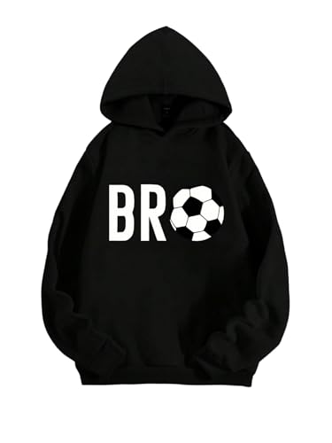 Boy's Letter Graphic Hoodie Long Sleeve Cute Hooded Sweatshirts Casual Pullover Tops