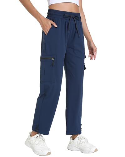 Image of Women's Joggers with Pockets, Hiking Cargo Water Resistant Lightweight Pants for Women Workout Athletic Travel Camping