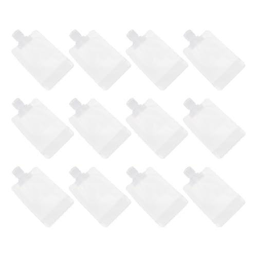 MALUGOGO 12 bolsas de viaje a prueba de fugas de plástico blanco de 100 ml, diseño portátil, bolsa de almacenamiento de loción recargable para viajes