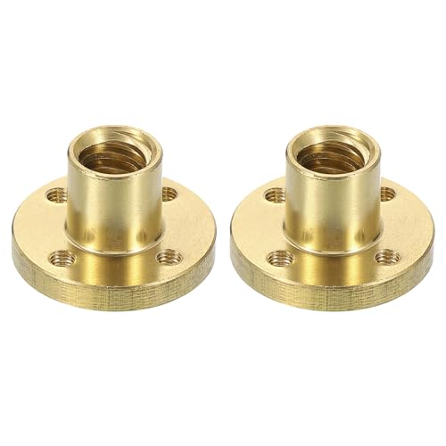 sourcing map 2 Pcs Tr8x4 Lead Screw Brass Nut, Trapezoidal Nut Linear Screw Acme Thread Screw Replacing Brass Nut (2mm P